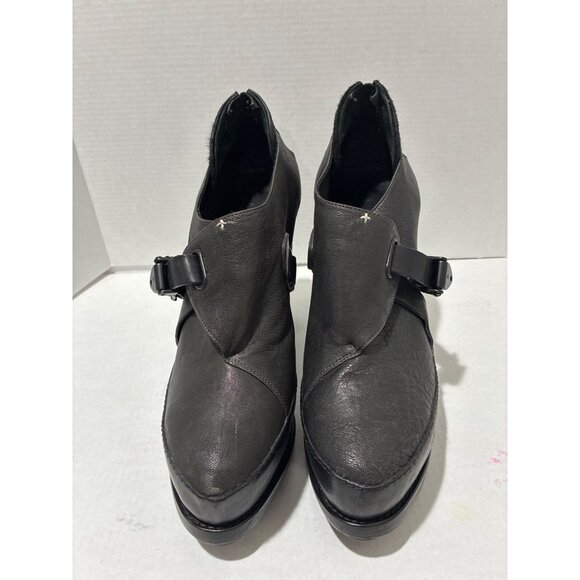 RAG & BONE New York Black Leather pumps Heels close toe Y2K straps size 39 - Picture 2 of 7